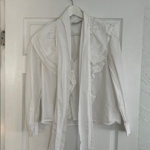 Zara Poplin Bow Tie Blouse